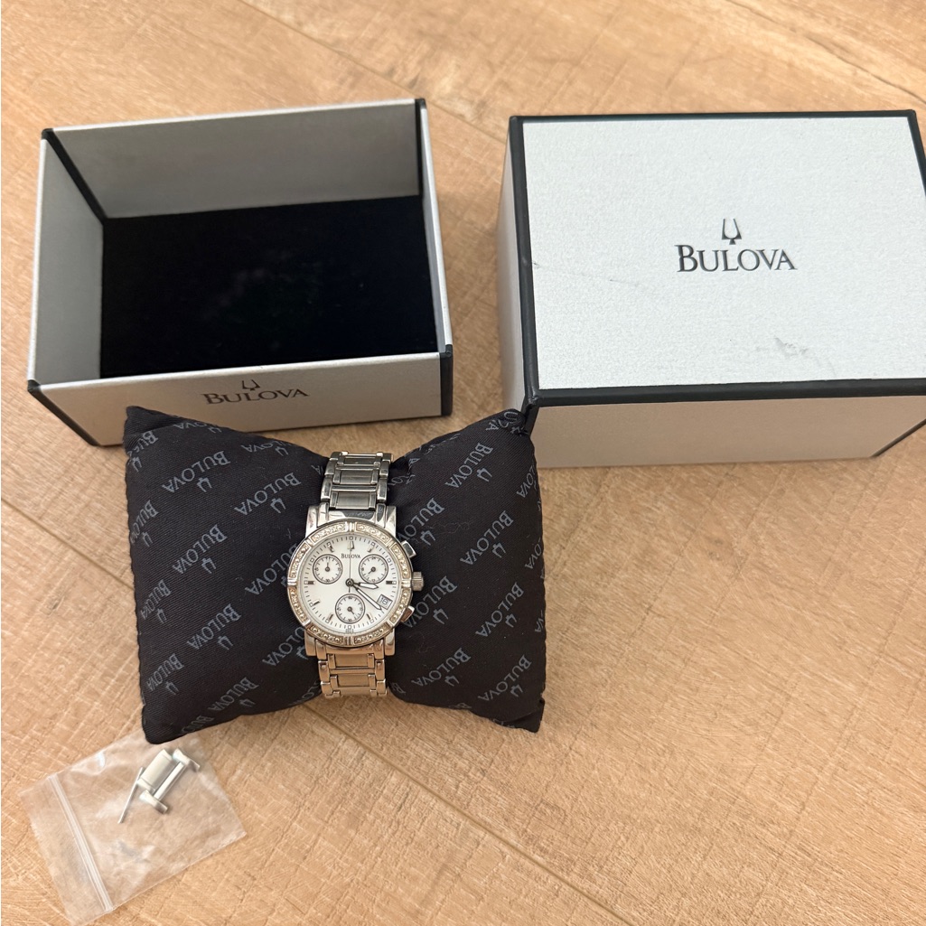 Bulova Silver Mens Stainless Steel Chronograph With White Dial